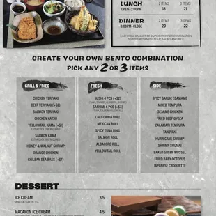 menu, sushi and sashimi