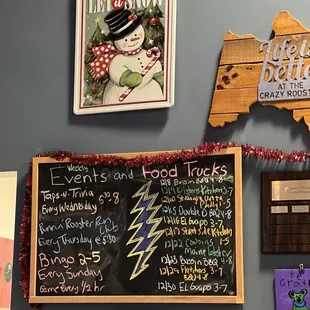 a chalkboard with a menu