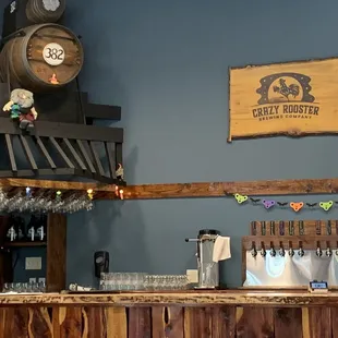 a bar with a clock on the wall