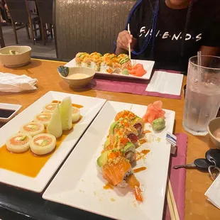 lunch date with my baby girl. Kyoki roll and cold roll. she had a Monster roll and I can't see what the other one is lol. late post. Sorry