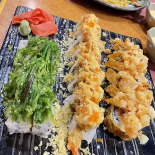 From left to right : Caterpillar Roll, Monster Roll and Florida Roll! The Monster Roll is my all time favorite!