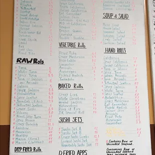 menu