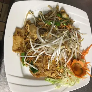 You never go wrong for dish "pad Thai"