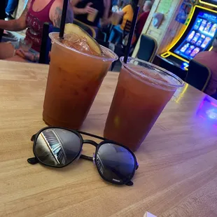 two drinks on a table