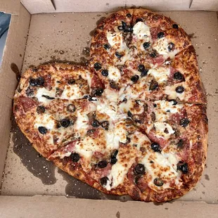 Heart-shaped pizza