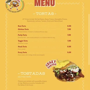 Menu (via Instagram @crazytortas)