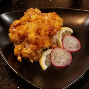 Baked crawfish roll.