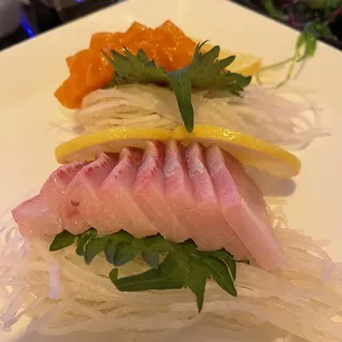 Sashimi: Hamachi and Salmon