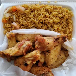 Lemon pepper wings (10) and shrimp fried rice