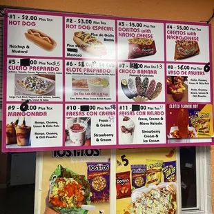 a menu for a fast food restaurant