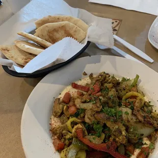 Hummus chicken shawarma (small portion)