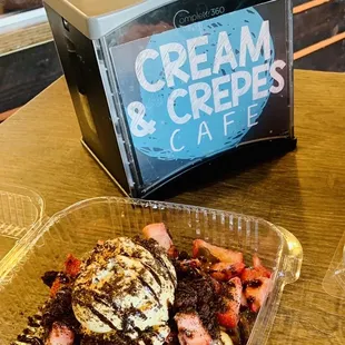 Strawberry Nutella Waffle with a scoop of Graham Central