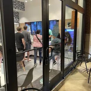 a group of people standing outside