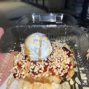 Peanut butter and jelly waffle