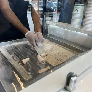 Rolling the Brownie Rolled Ice Cream