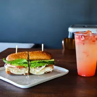 Turkey Sandwich and Strawberry Lemonade