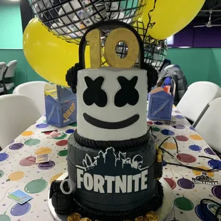 a cake with a disco ball on top