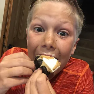 I think he likes it! Salted chocolate caramel