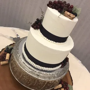 Wedding cake for a couple who brought their shared love of wine into their wedding.
