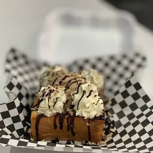 a piece of dessert in a basket