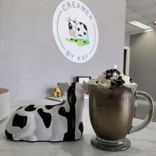 a milkshake with whipped cream and chocolate