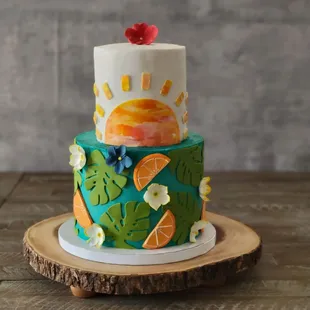 A tropical baby shower cake!