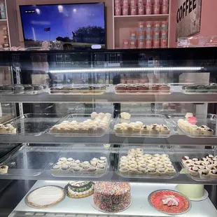 a display of cupcakes
