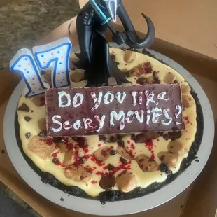 Custom full size chocolate chip cookie cheesecake for Seventeen's Birthday!