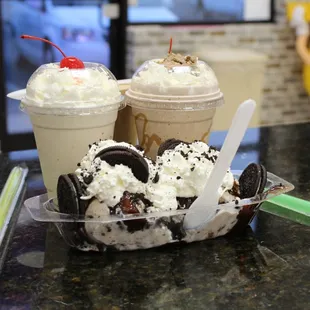 two ice cream sundaes