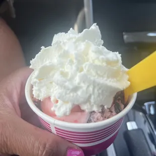 Cherry amaretto with whipped cream