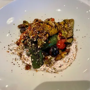 Roasted vegetables with an amazing za'atar labneh