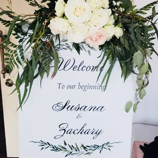 Entrance sign to the our reception.