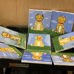 Our daughter and her friends painted these cats at a recent birthday party.