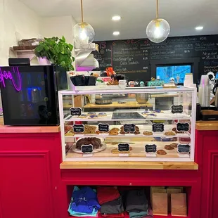 a display of baked goods