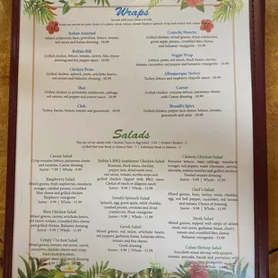 Menu backside