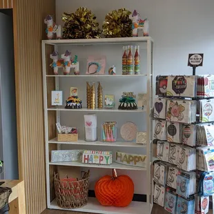 Shelves in the back of the shop