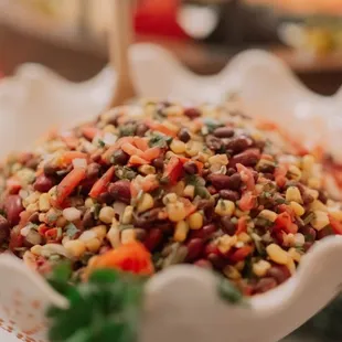 a bowl of beans and rice
