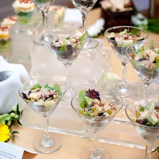 Signature salads served in martini glasses