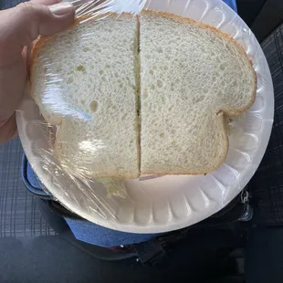 Turkey sandwich on white bread