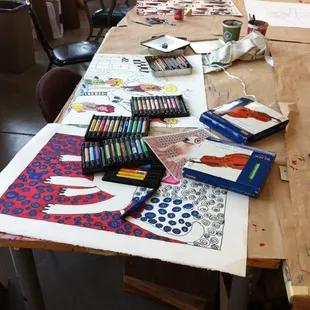 A table with work in progress