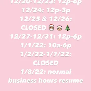 Check out our holiday hours!