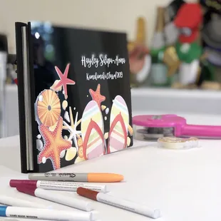 Our custom photo album, is a beautiful touch to your party for family and friends to write something special for you.