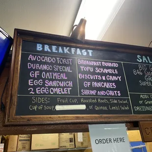Breakfast menu