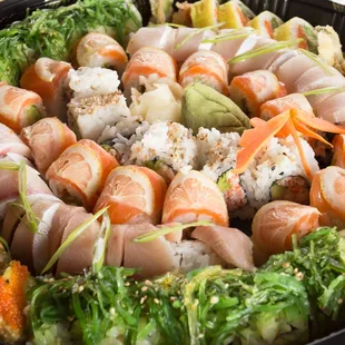 a platter of sushi