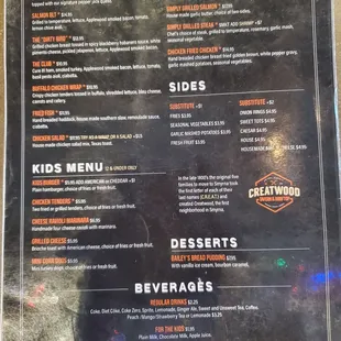 The front of the menu.