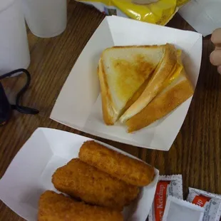 Grilled cheese &amp; cheese sticks