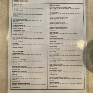menu