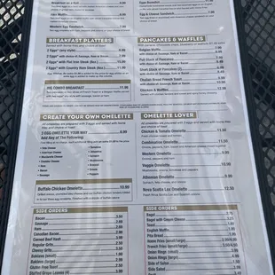 a menu on a table