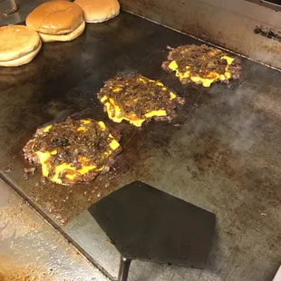 burgers on a grill