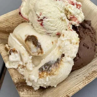 three scoops of ice cream